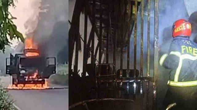 সারাদেশে একদিনে ১২ যানবাহনে আগুন